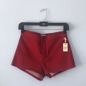 Mid waist red shorts